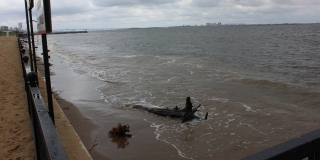 Волга разбушевалась. Волны смывают песок с пляжа Саратова, нижний ярус подтоплен Волга разбушевалась. Волны смывают песок с пляжа Саратова, нижний ярус подтоплен