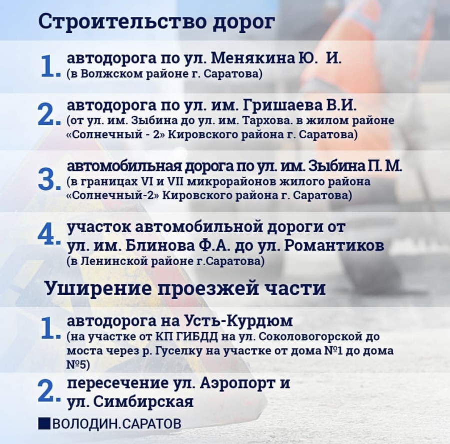 В Саратове отремонтируют 63 дороги и еще 4 построят. Список улиц