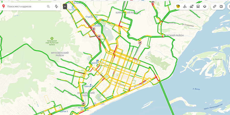 Пробки саратов онлайн карта
